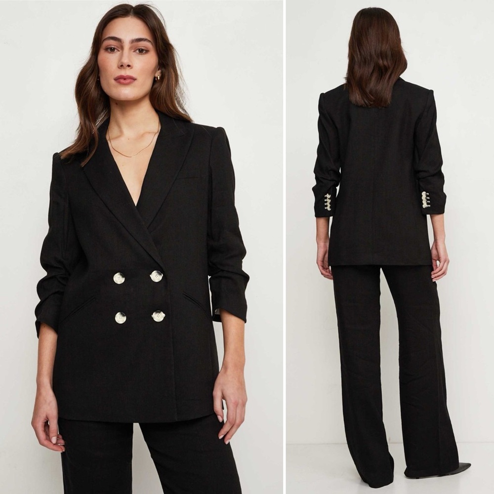 Veronica Beard Kiernan Linen Blend Dickey Blazer Jacket Black Size 0 - Picture 13 of 15